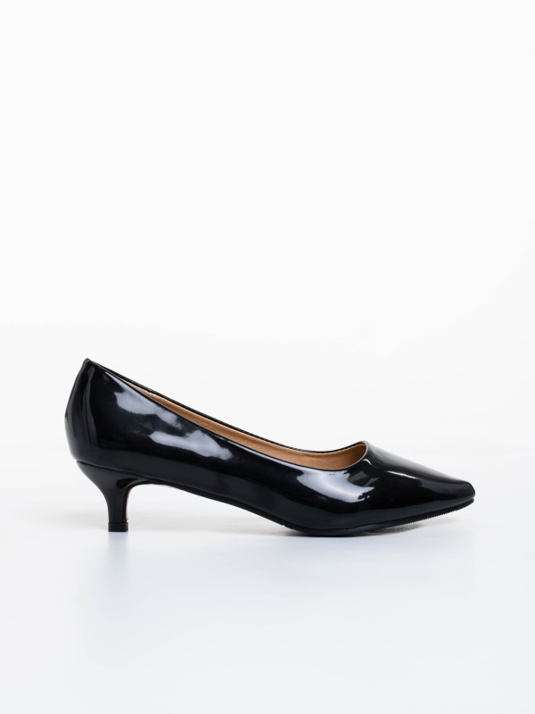 Pantofi dama negri cu toc din piele ecologica lacuita Shanaya, 5 - Kalapod.net