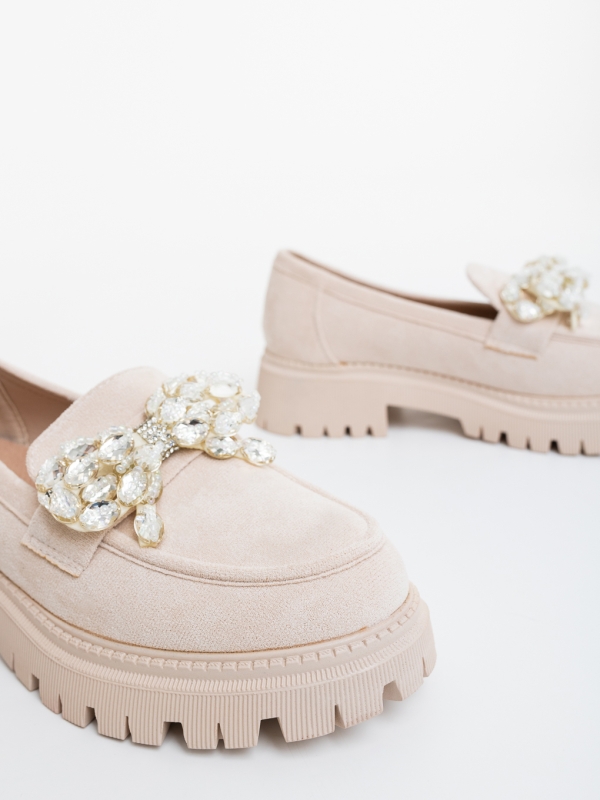 Mocasini dama bej din material textil Latana, 6 - Kalapod.net