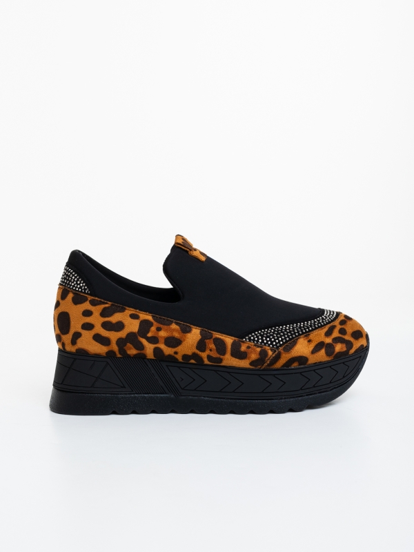 Pantofi sport dama negri cu leopard din material textil Relena, 5 - Kalapod.net