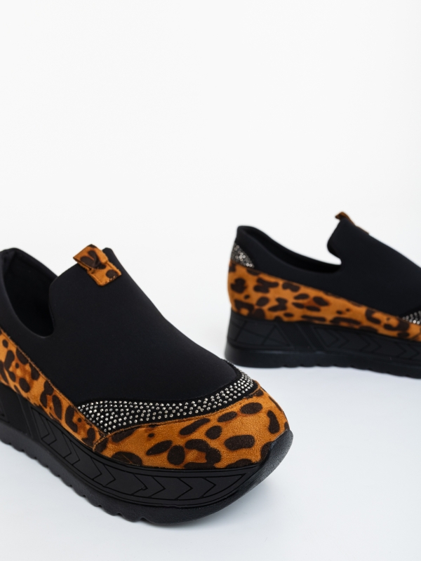 Pantofi sport dama negri cu leopard din material textil Relena, 6 - Kalapod.net