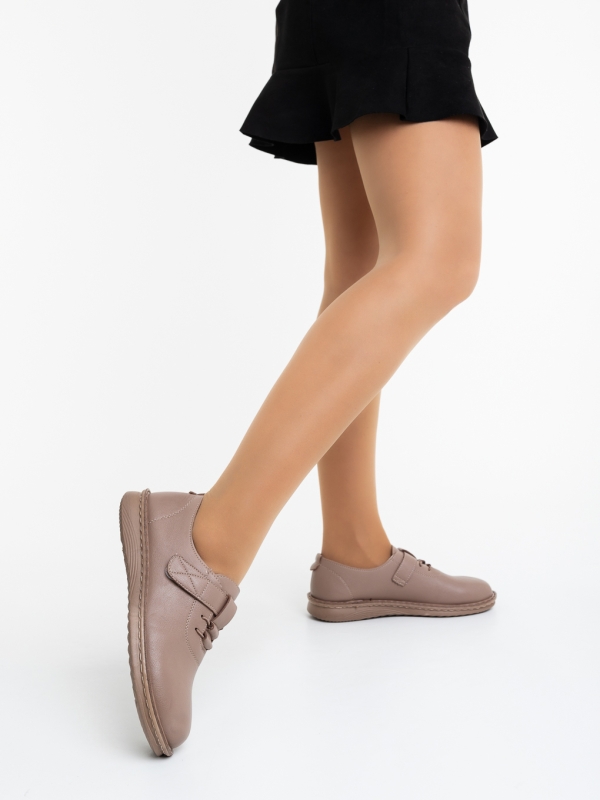 Pantofi casual dama khaki din piele ecologica Malayna, 2 - Kalapod.net