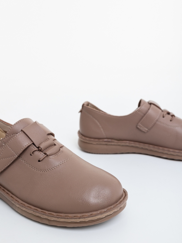 Pantofi casual dama khaki din piele ecologica Malayna, 6 - Kalapod.net