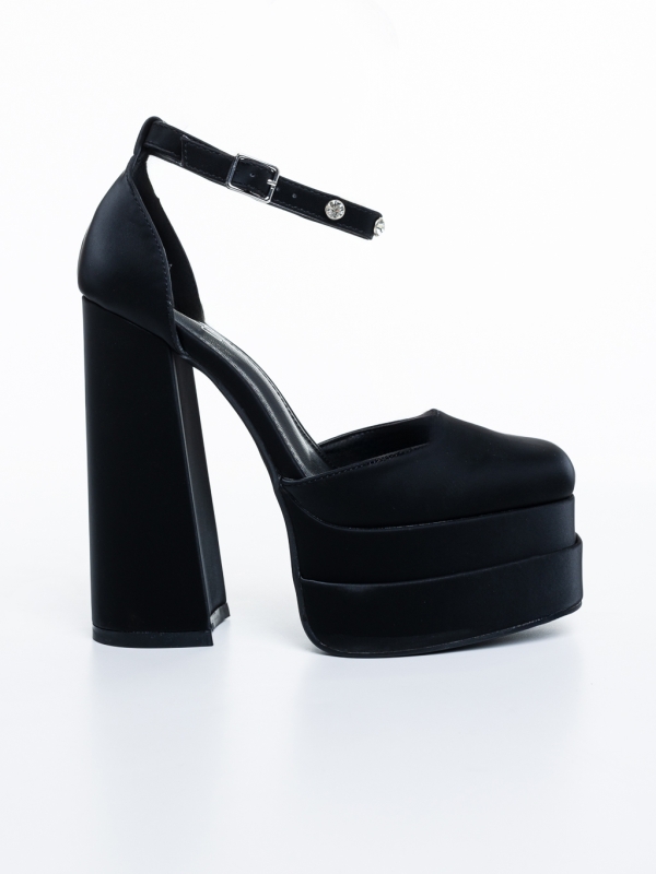 Pantofi dama cu toc negri din material textil Letema, 5 - Kalapod.net