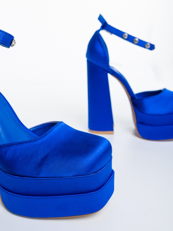 Pantofi dama cu toc albastri din material textil Letema, 6 - Kalapod.net
