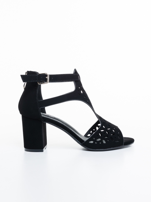 Sandale dama cu toc negre din material textil Andiza, 5 - Kalapod.net