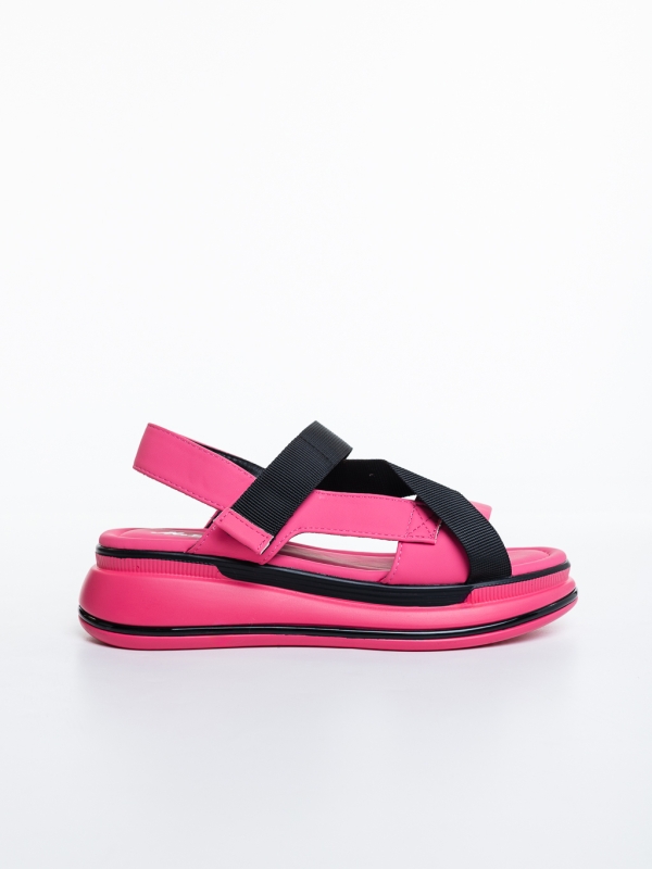 Sandale dama cu platforma roz din piele ecologica si material textil Asavia, 5 - Kalapod.net