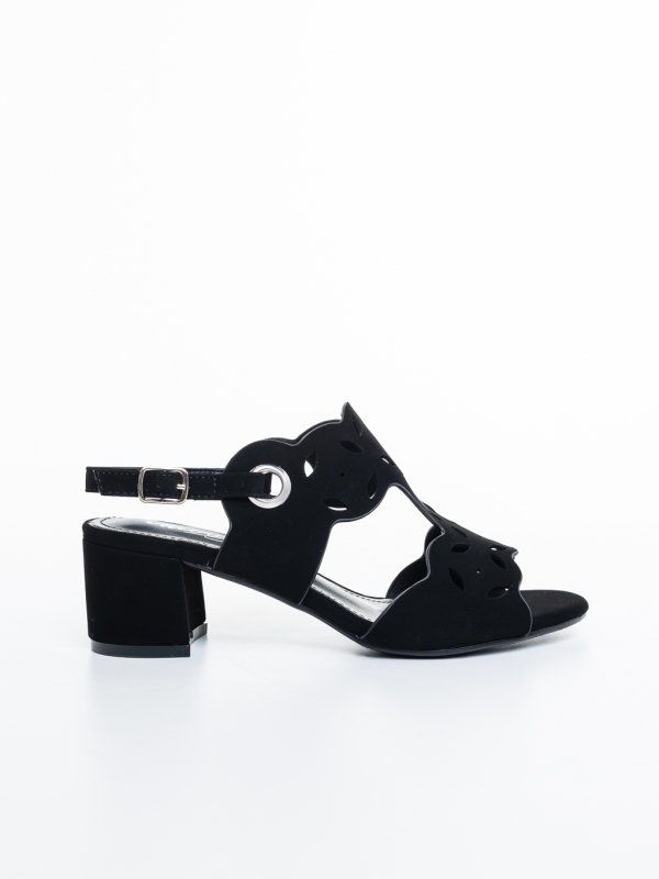 Sandale dama cu toc negre din material textil Niaza, 5 - Kalapod.net