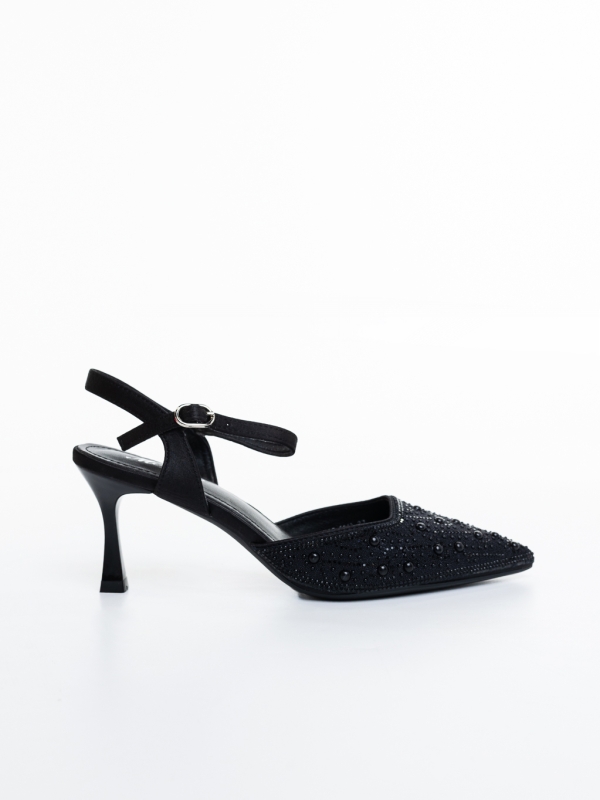 Pantofi dama cu toc negre din material textil Ziania, 5 - Kalapod.net