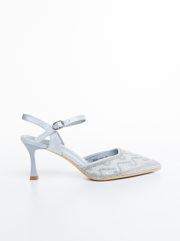 Pantofi dama cu toc argintii din material textil Ziania, 5 - Kalapod.net