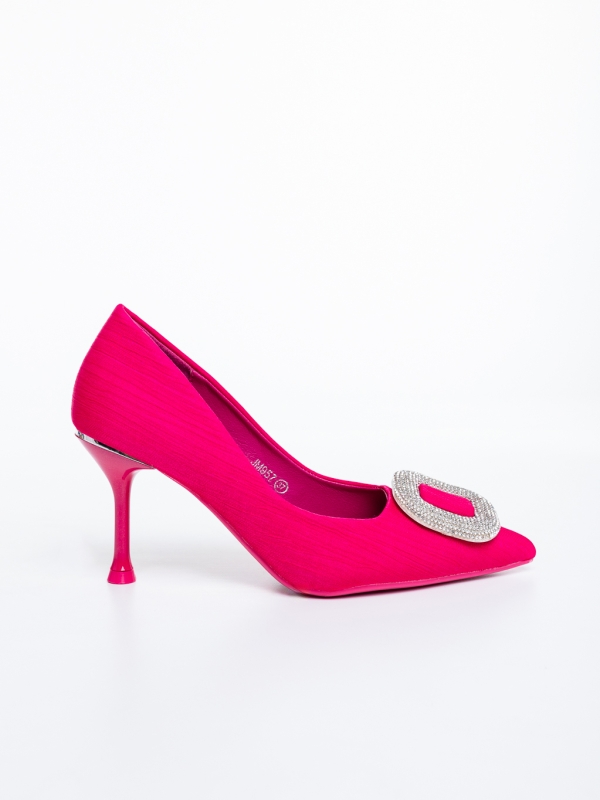 Pantofi dama cu toc roz din material textil Nomadia, 5 - Kalapod.net