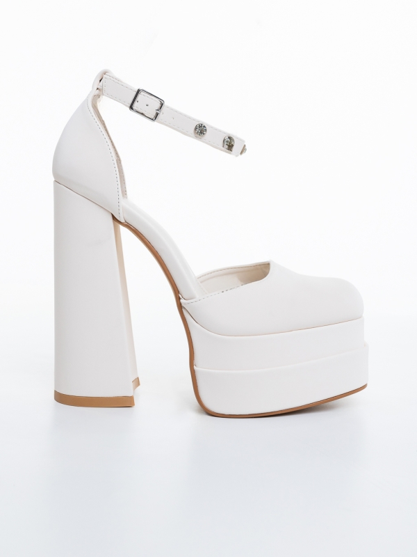 Pantofi dama cu toc bej deschis din material textil Letema, 5 - Kalapod.net