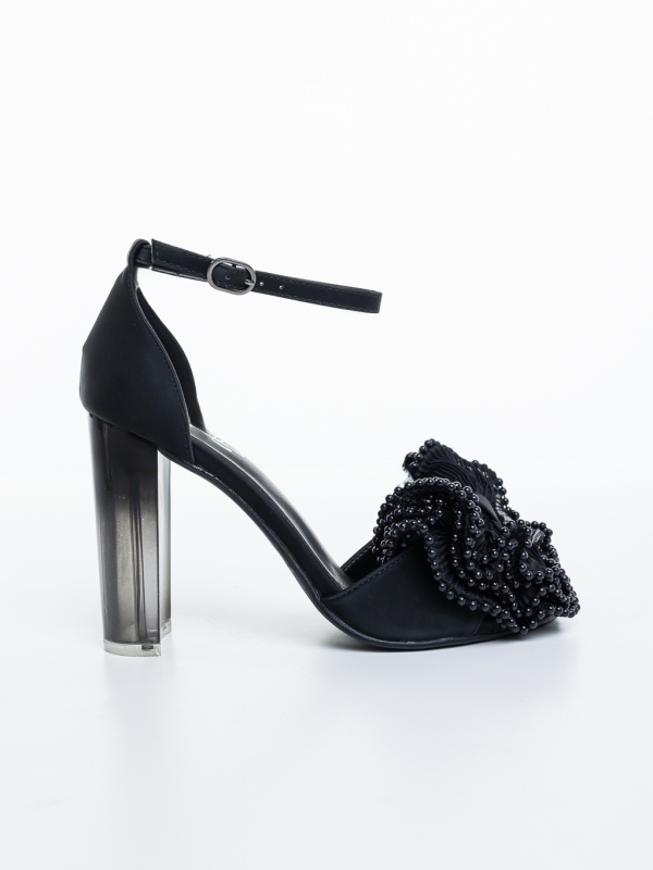 Sandale dama cu toc negre din material textil Rosania, 5 - Kalapod.net