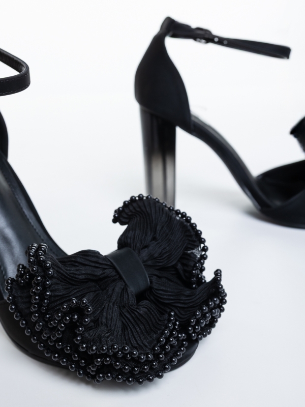 Sandale dama cu toc negre din material textil Rosania, 6 - Kalapod.net