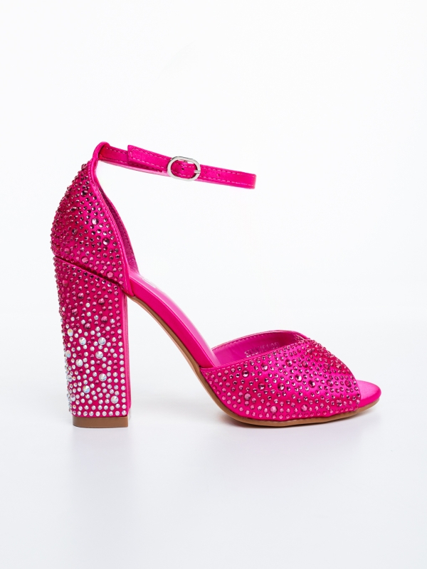 Sandale dama cu toc fucsia din material textil Vizania, 5 - Kalapod.net