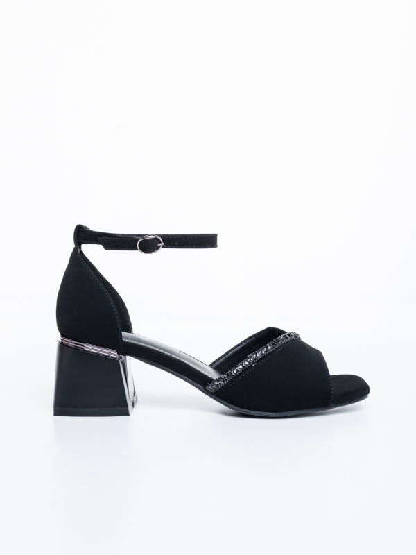 Sandale dama cu toc negre din material textil Simena, 5 - Kalapod.net