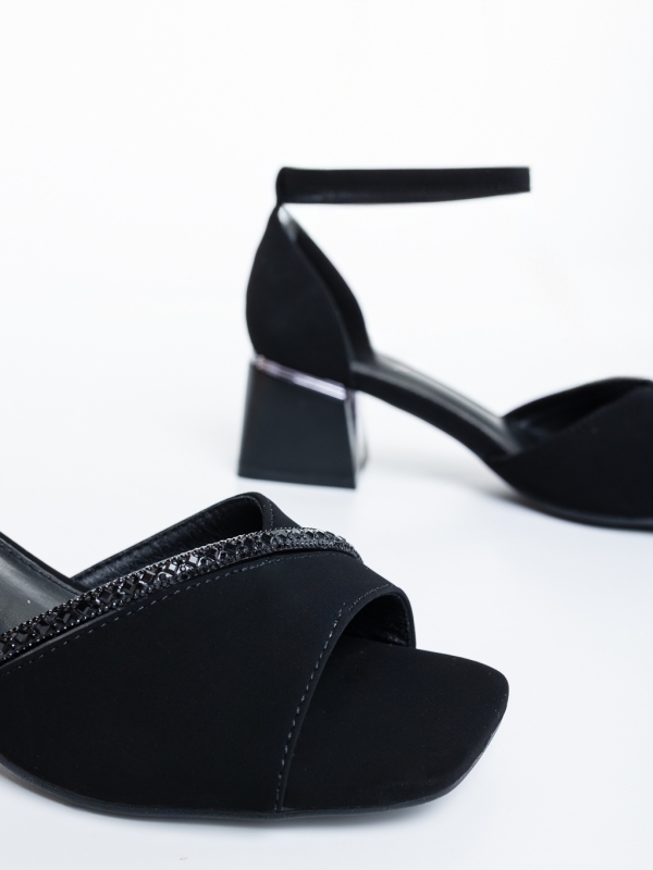 Sandale dama cu toc negre din material textil Simena, 6 - Kalapod.net