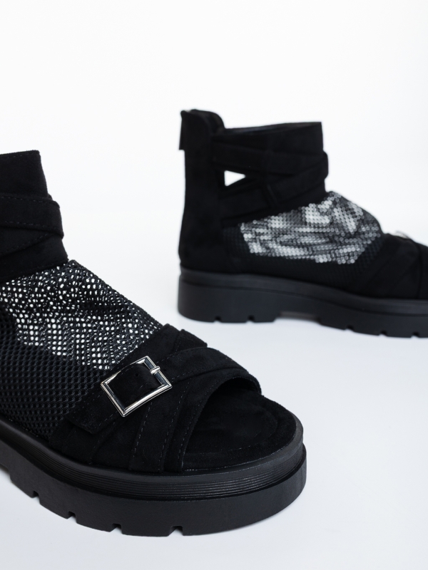 Sandale dama negre din material textil Tenea, 6 - Kalapod.net