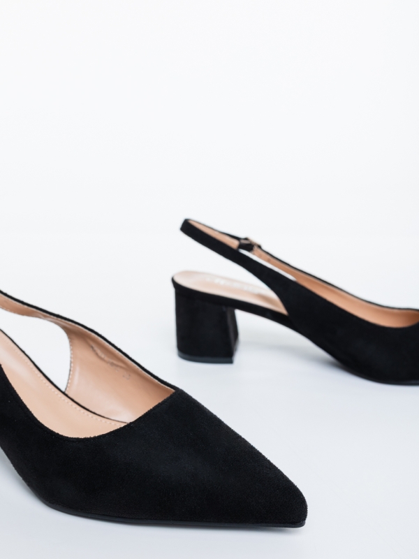 Pantofi dama cu toc negri din material textil Natena, 6 - Kalapod.net