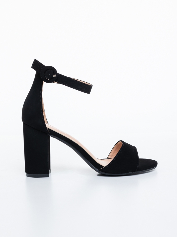 Sandale dama cu toc negre din material textil Janiala, 5 - Kalapod.net