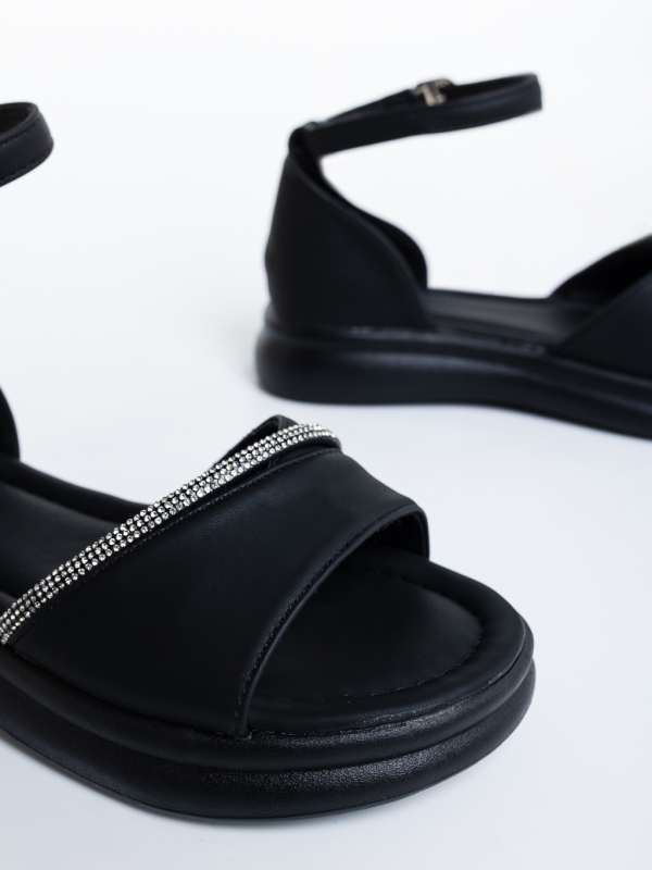 Sandale dama negre din piele ecologica Aunora, 6 - Kalapod.net