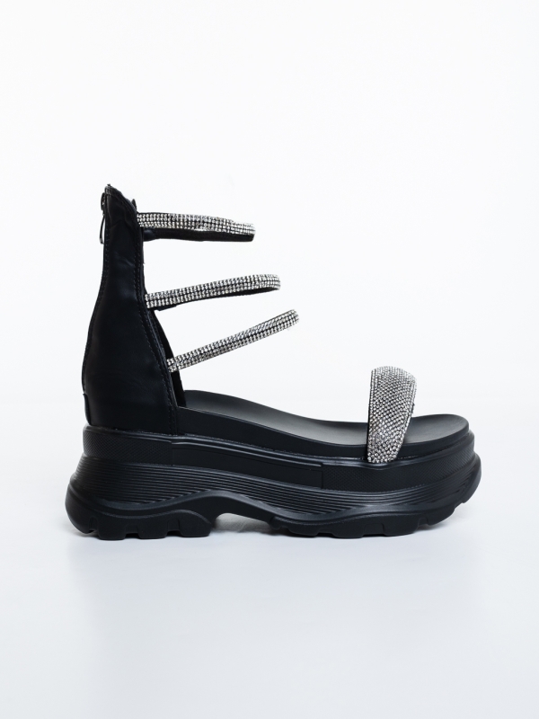 Sandale dama cu platforma negre din piele ecologica Hakuna, 5 - Kalapod.net