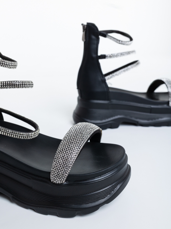 Sandale dama cu platforma negre din piele ecologica Hakuna, 6 - Kalapod.net