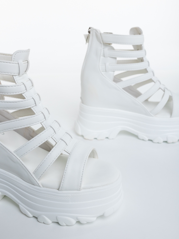 Sandale dama cu platforma albe din piele ecologica Lahana, 6 - Kalapod.net