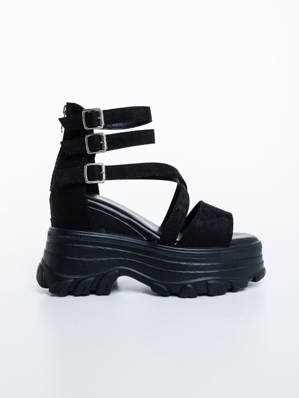 Sandale dama cu platforma negre din material textil Nalaha, 5 - Kalapod.net