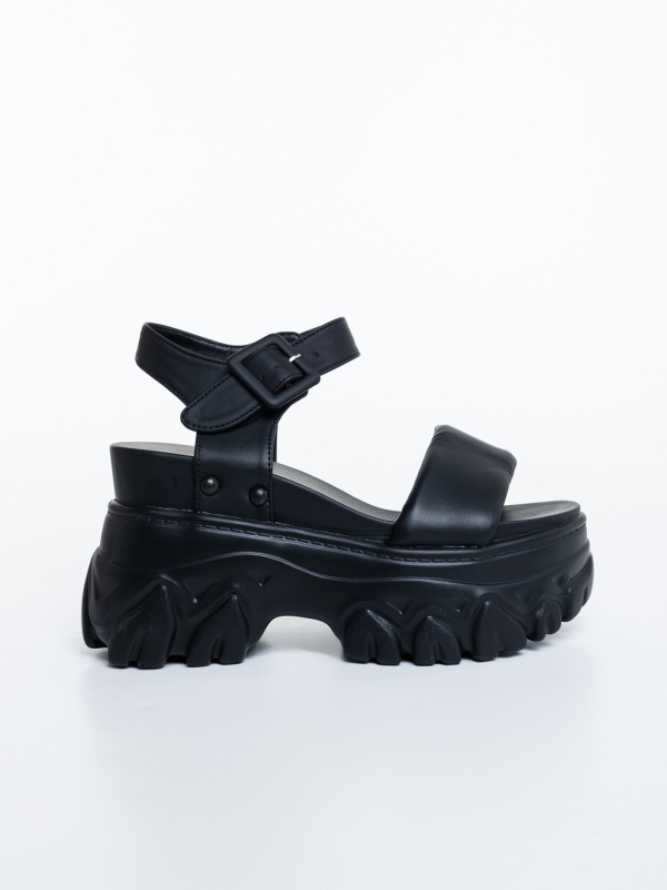 Sandale dama cu platforma negre din piele ecologica Nahara, 5 - Kalapod.net
