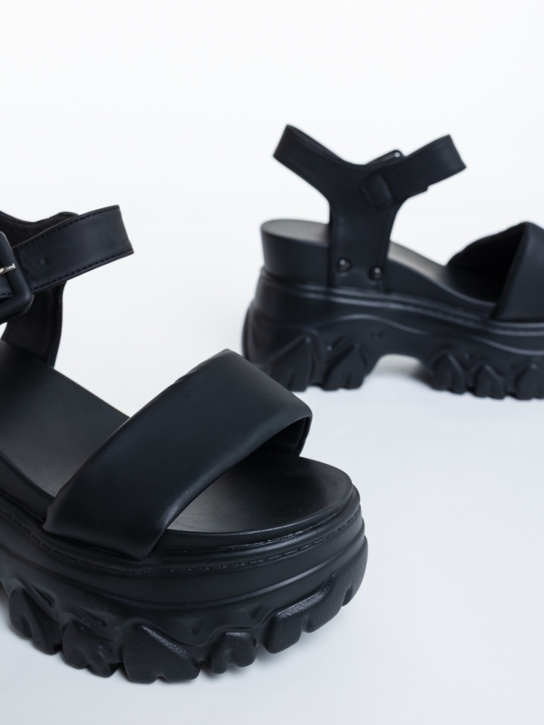 Sandale dama cu platforma negre din piele ecologica Nahara, 6 - Kalapod.net