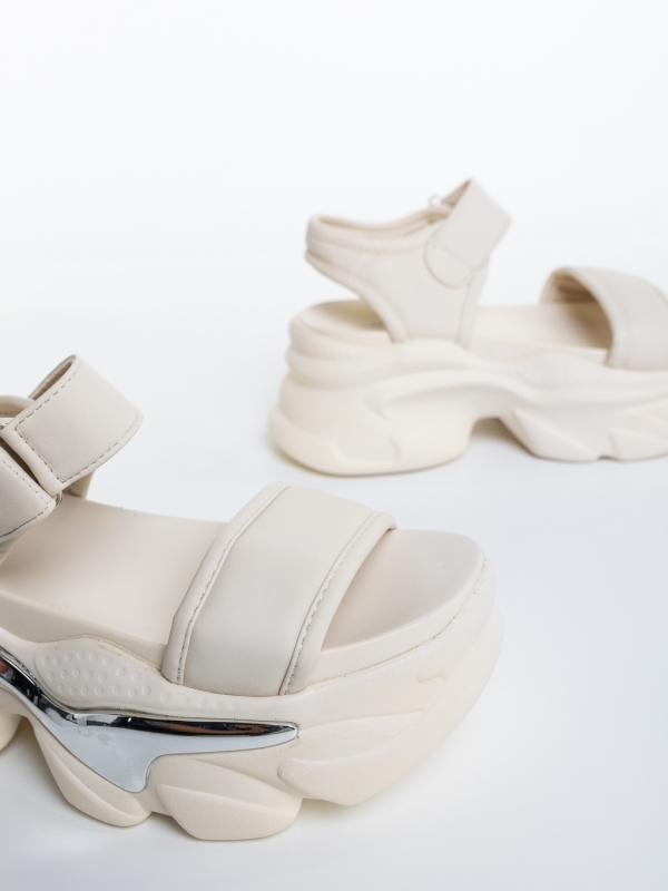 Sandale dama cu platforma bej din piele ecologica Nehana, 6 - Kalapod.net