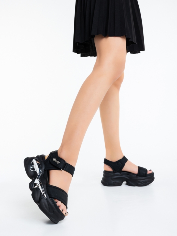 Sandale dama cu platforma negre din piele ecologica Nehana, 3 - Kalapod.net