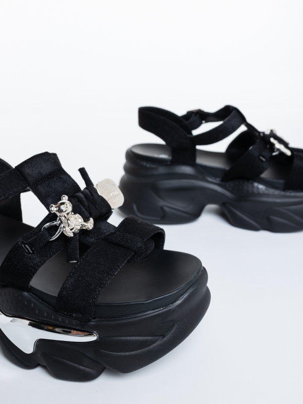 Sandale dama cu platforma negre din piele ecologica Hanava, 6 - Kalapod.net