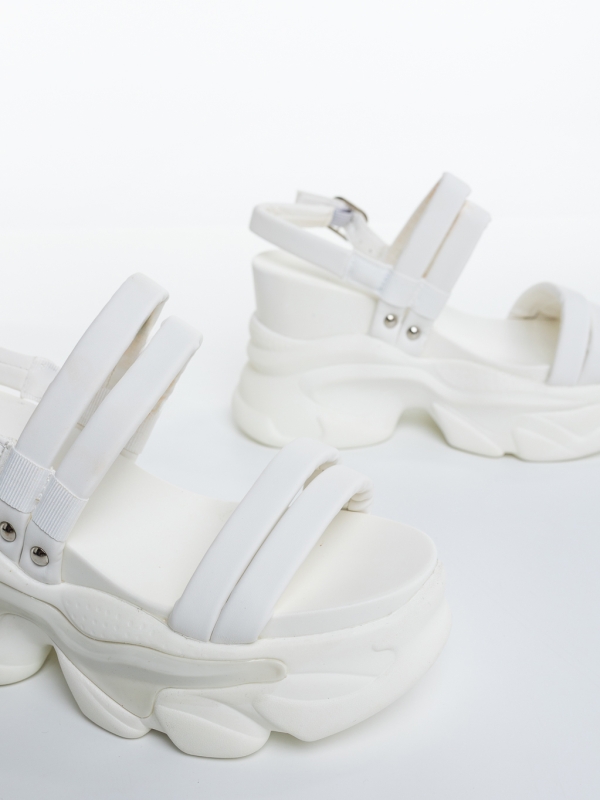 Sandale dama cu platforma albe din piele ecologica Alhana, 6 - Kalapod.net