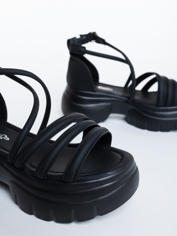 Sandale dama cu platforma negre din piele ecologica Alovara, 6 - Kalapod.net