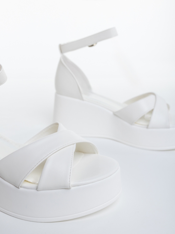 Sandale dama cu platforma albe din piele ecologica Pandara, 6 - Kalapod.net
