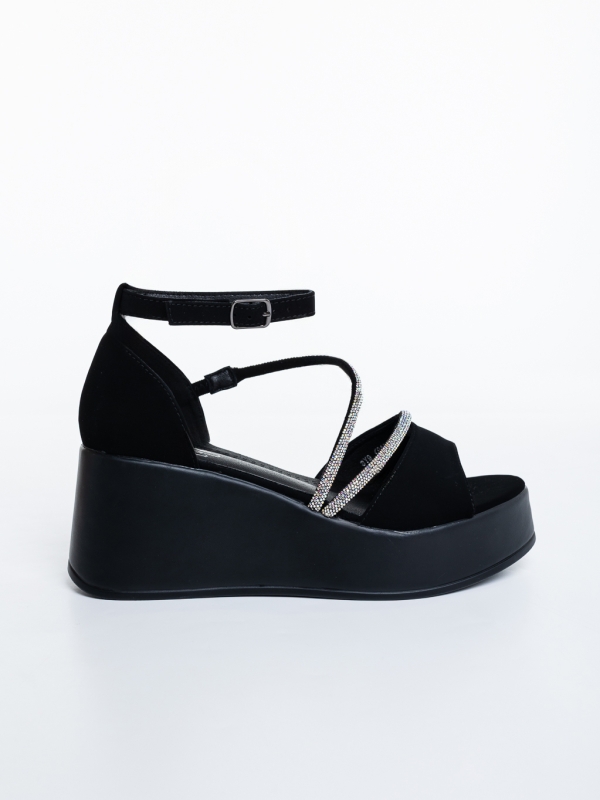 Sandale dama cu platforma negre din material textil Orihana, 5 - Kalapod.net