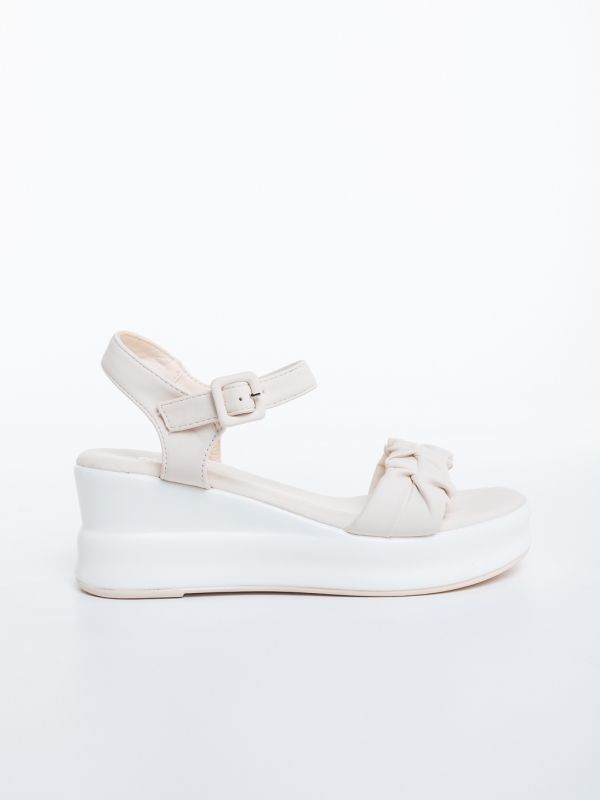 Sandale dama cu platforma bej din piele ecologica Ourana, 5 - Kalapod.net