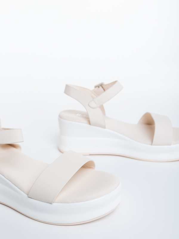 Sandale dama cu platforma bej din piele ecologica Kandria, 6 - Kalapod.net
