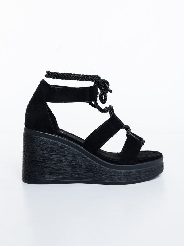 Sandale dama cu platforma negre din material textil Dekana, 5 - Kalapod.net
