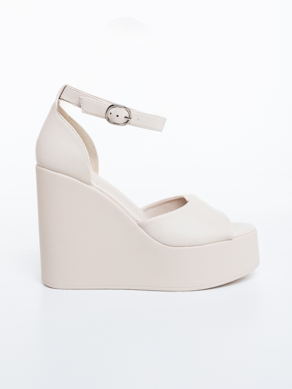 Sandale dama cu platforma bej din piele ecologica Haruha, 5 - Kalapod.net