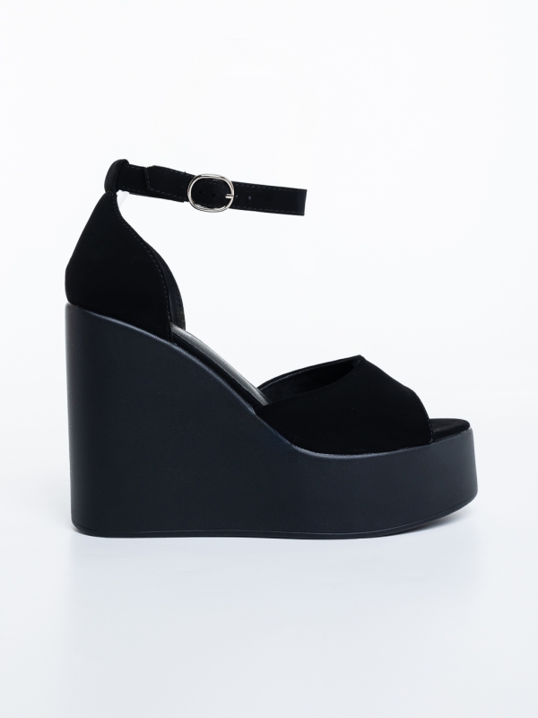 Sandale dama cu platforma negre din material textil Haruha, 5 - Kalapod.net