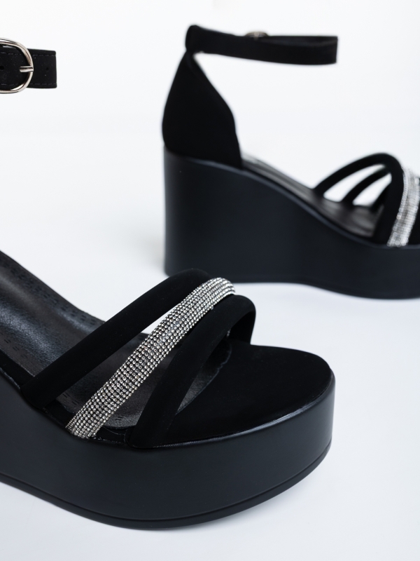 Sandale dama cu platforma negre din material textil Arcava, 6 - Kalapod.net