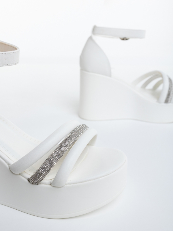 Sandale dama cu platforma albe din piele ecologica Arcava, 6 - Kalapod.net