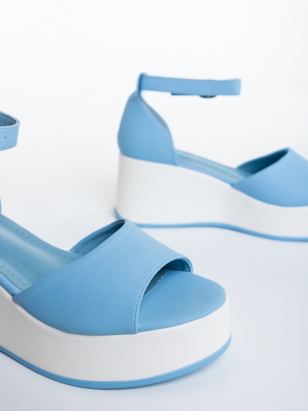 Sandale dama cu platforma albastre din piele ecologica Karida, 6 - Kalapod.net