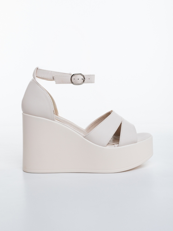 Sandale dama cu platforma bej din piele ecologica Tohana, 5 - Kalapod.net