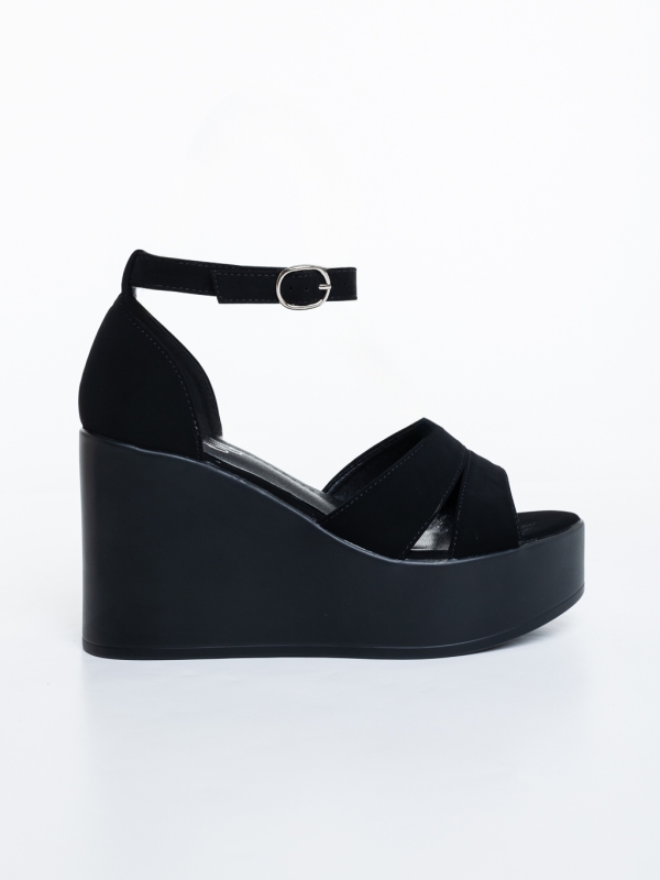 Sandale dama cu platforma negre din material textil Tohana, 5 - Kalapod.net