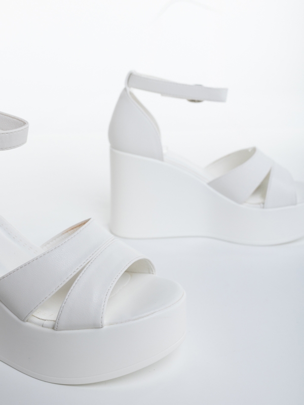 Sandale dama cu platforma albe din piele ecologica Tohana, 6 - Kalapod.net