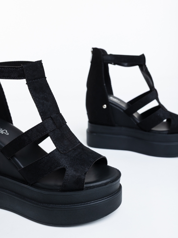 Sandale dama cu platforma negre din material textil Kavaria, 6 - Kalapod.net