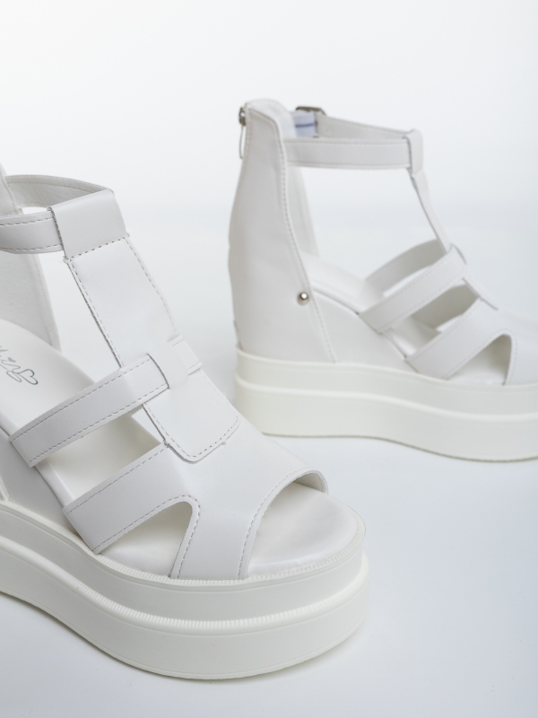 Sandale dama cu platforma albe din piele ecologica Kavaria, 6 - Kalapod.net